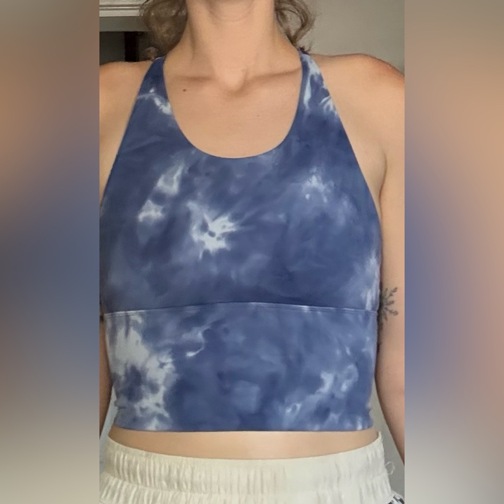 Vibrant Retro Abstract Paint Stroke Racerback Sports Bra